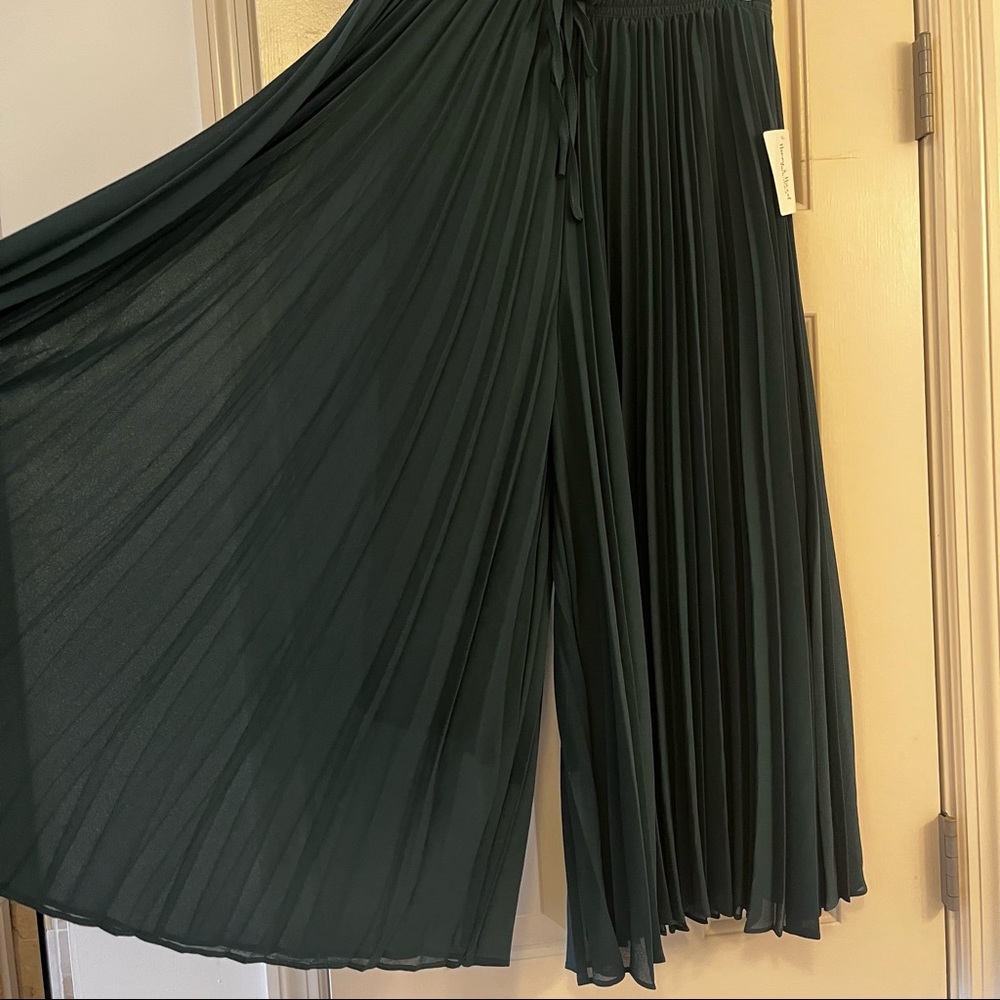 Pleated cropped pants, deep teal